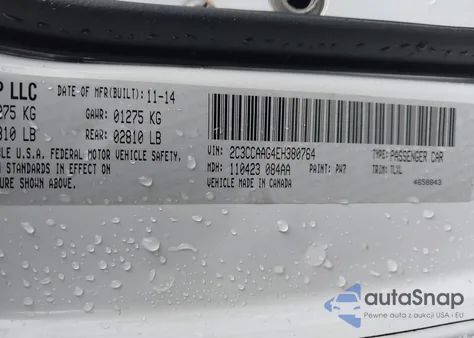 2014 Chrysler 300 z USA, uszkodzony, nr VIN 2C3CCAAG4EH380764